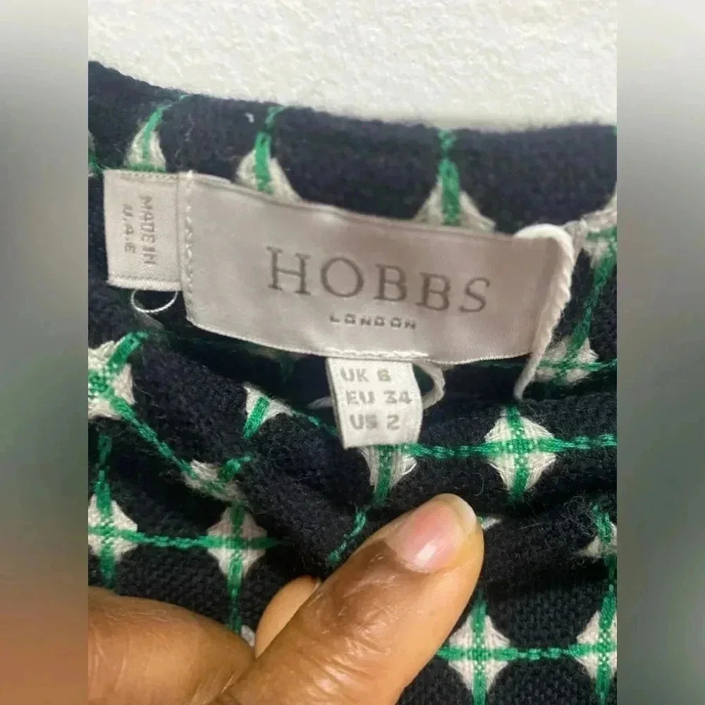 Hobbs London Wool Green and Black Mini Skirt Size 2 - Picture 5 of 9
